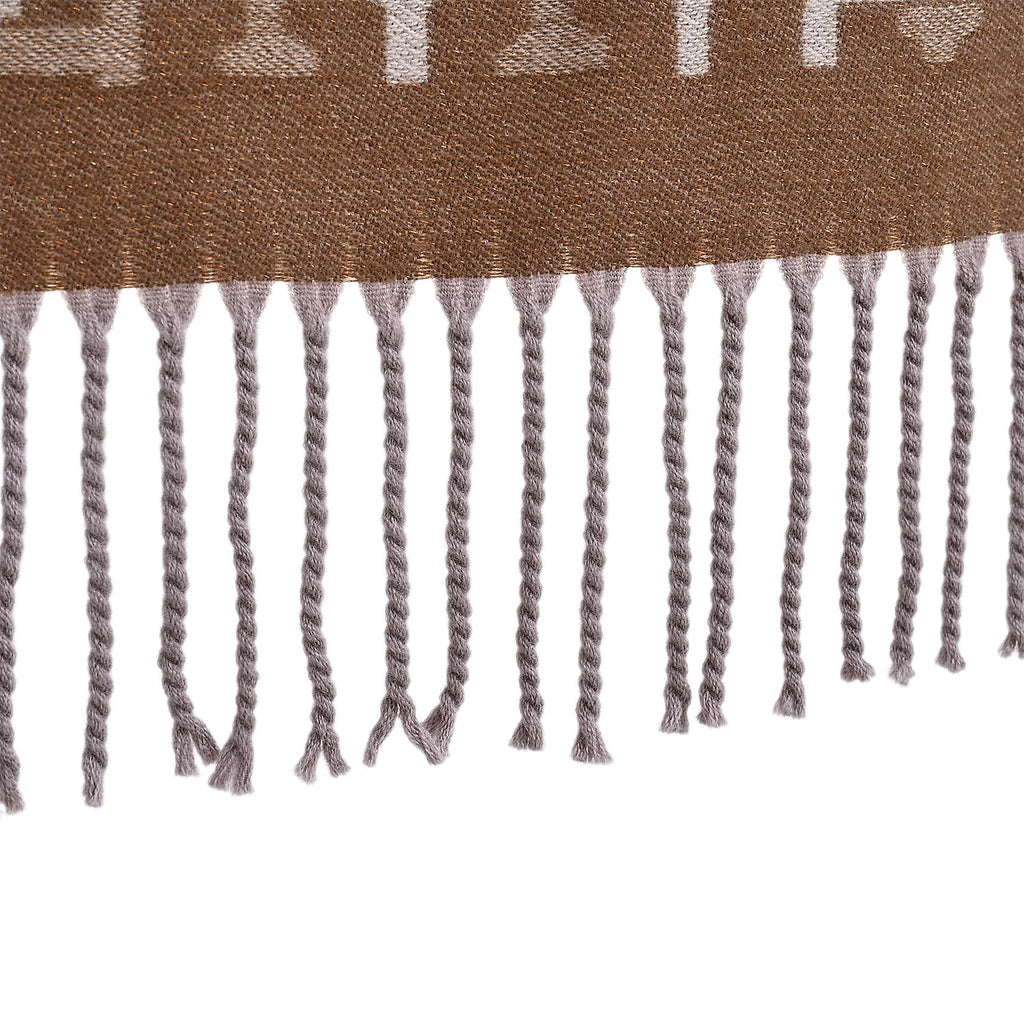 - Maisi Geometric Print Tassel Scarf (65 x 180cm) - Beige