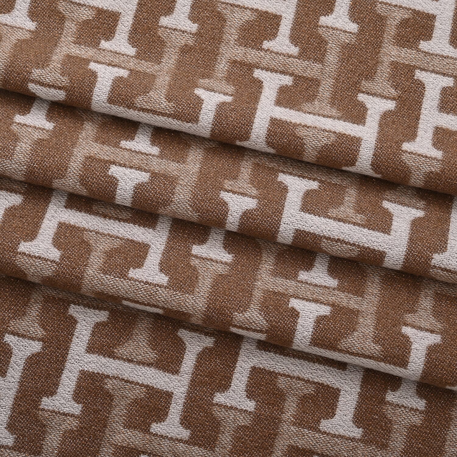 - Maisi Geometric Print Tassel Scarf (65 x 180cm) - Beige