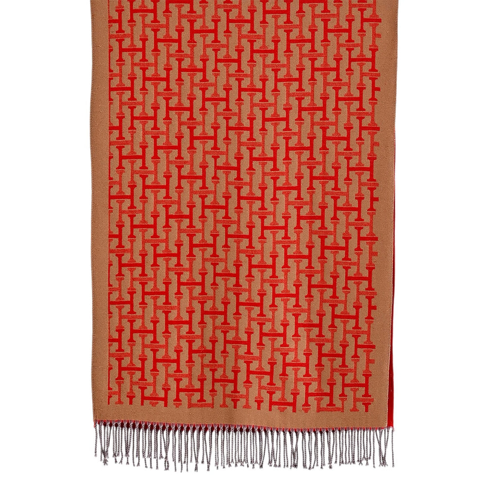 - Maisi Geometric Print Tassel Scarf (65 x 180cm) - Red