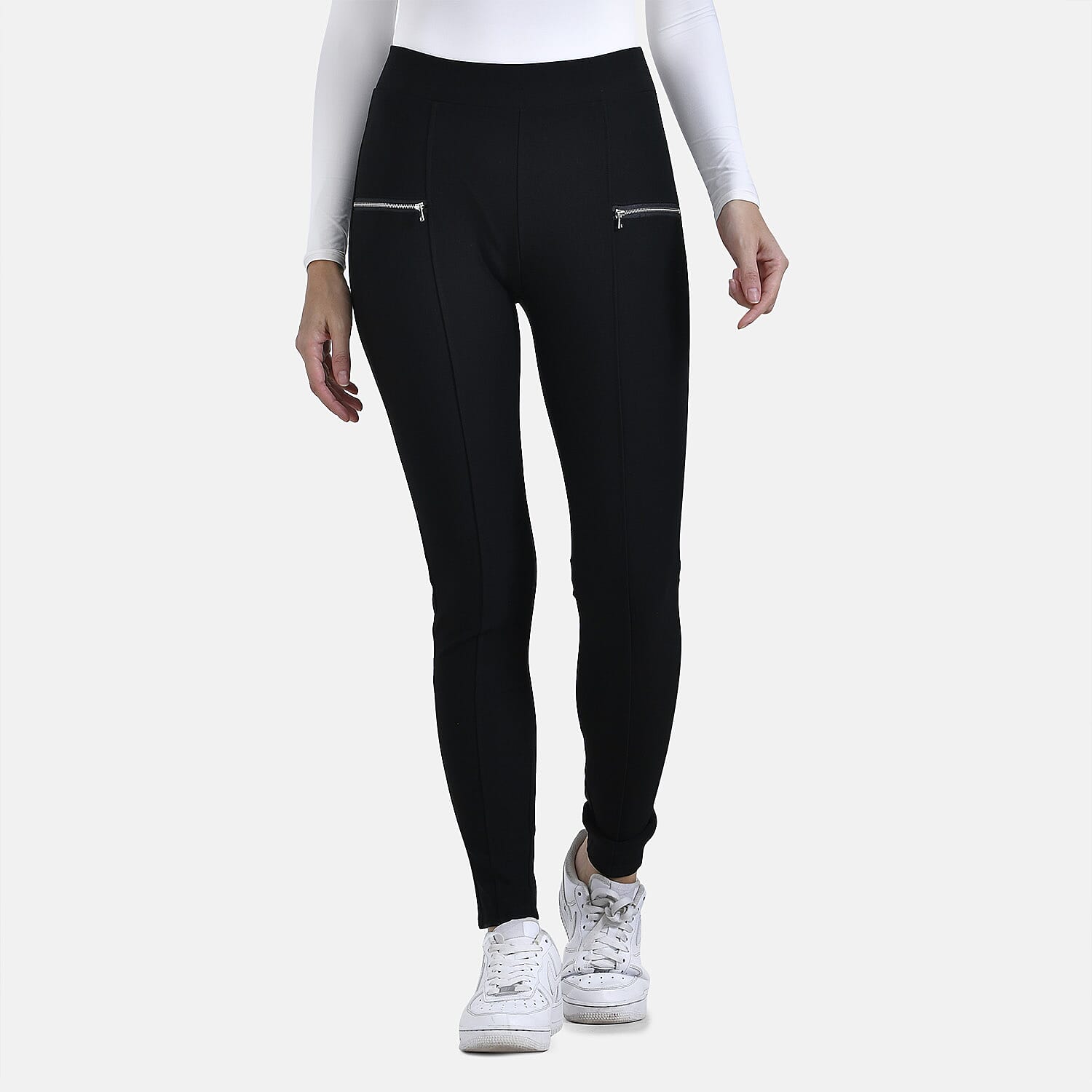 -MAISI PONTE TROUSERS WITH FRON ZIP DETAIL (Size L) - Black