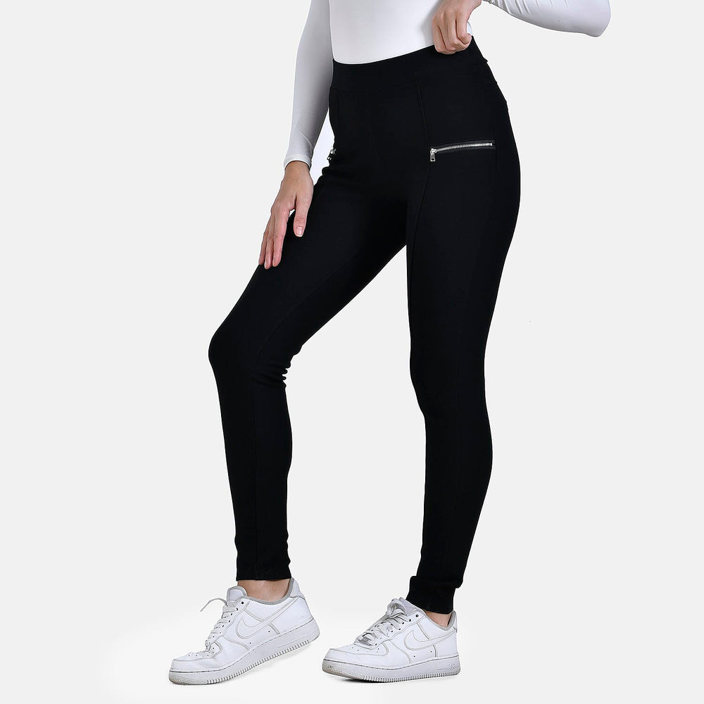-MAISI PONTE TROUSERS WITH FRON ZIP DETAIL (Size L) - Black