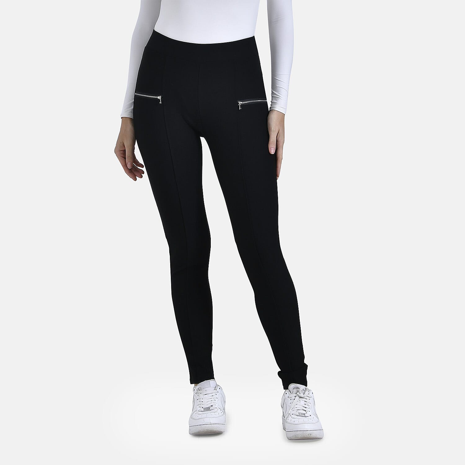 -MAISI PONTE TROUSERS WITH FRON ZIP DETAIL (Size L) - Black