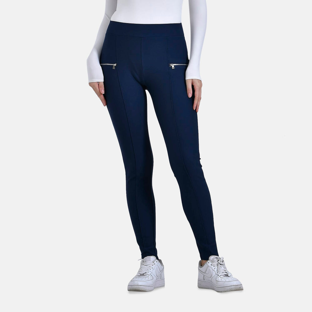 -MAISI PONTE TROUSERS WITH FRON ZIP DETAIL (Size M) - Navy