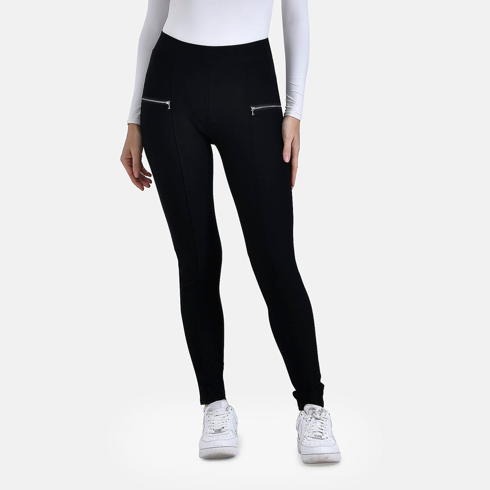 & Maisi Rayon Patterned Jean and Pant-Trouser (Size - Small) - Black & Black