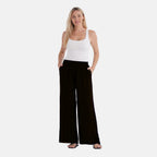 - Maisi Rayon Wide Leg Casual Trousers (Size XL) - Black