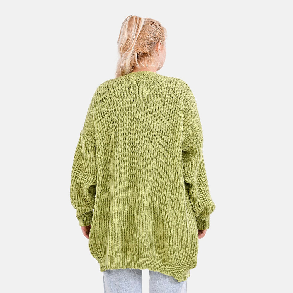 & maisi Women’s Ribbed Lightweight Open-Front Cardigan with Relaxed Longline Fit