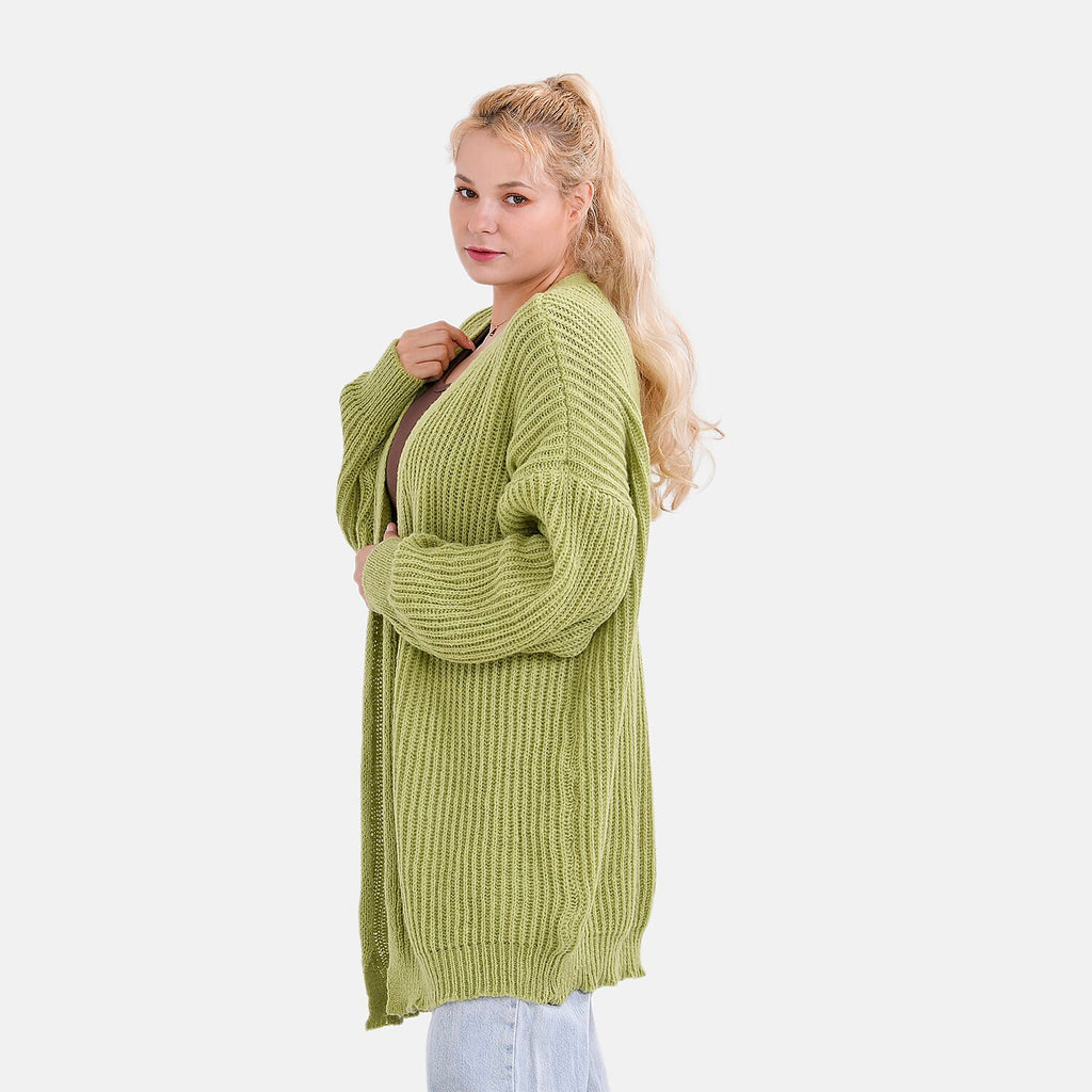 & maisi Women’s Ribbed Lightweight Open-Front Cardigan with Relaxed Longline Fit