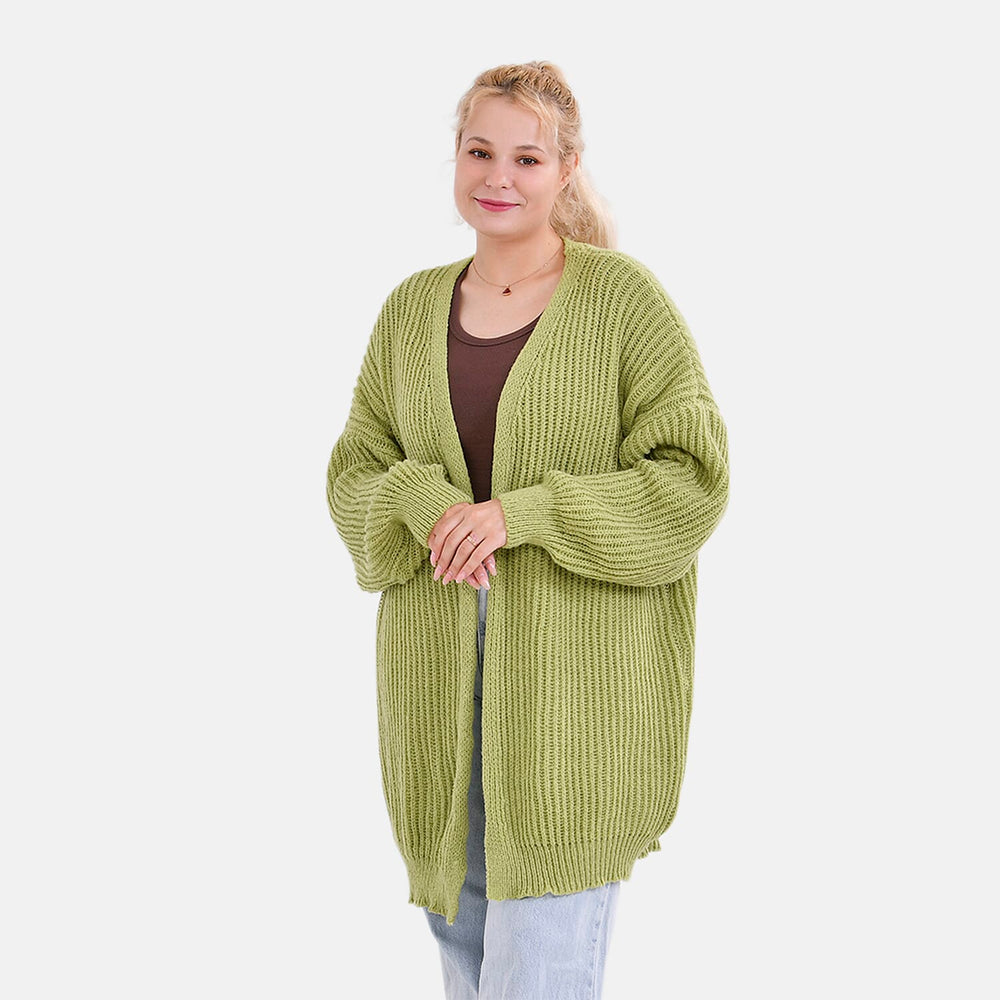 & maisi Women’s Ribbed Lightweight Open-Front Cardigan with Relaxed Longline Fit