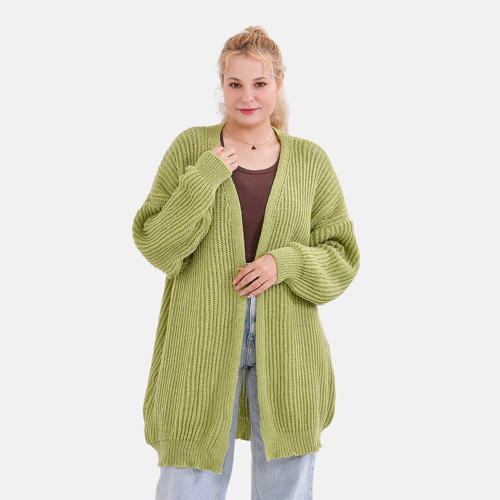 & maisi Women’s Ribbed Lightweight Open-Front Cardigan with Relaxed Longline Fit
