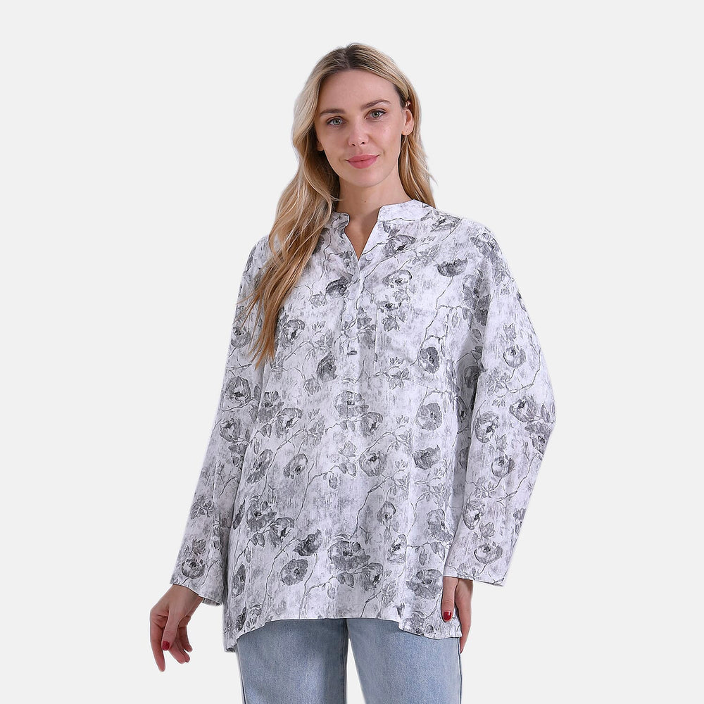 & Maisi Rose Blouse (Size - Large) - Gray & Pink