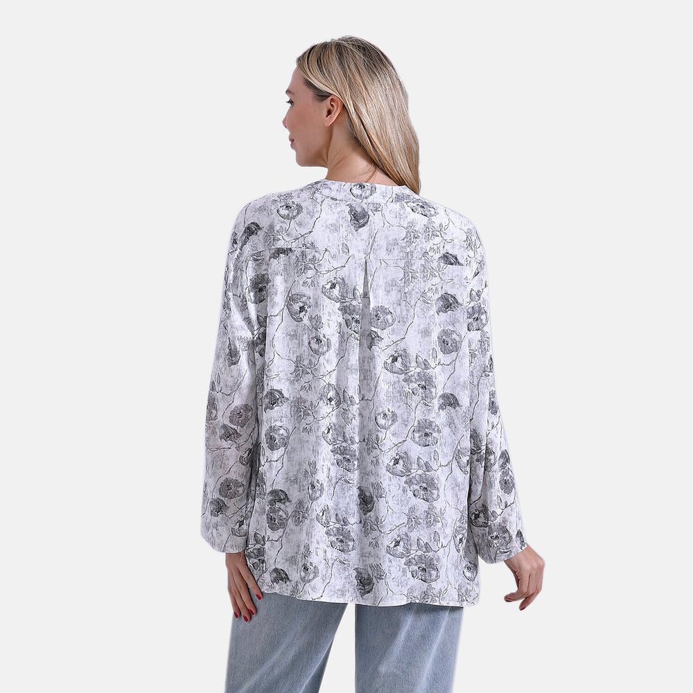 & Maisi Rose Blouse (Size - Large) - Gray & Pink