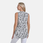 THE SHOWSTOPPER - - Maisi Rose Pattern Sleeveless Relax Fit Blouse (Size - S) - White - Black