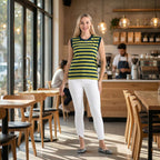 & Maisi Striped Vest (Size - XXL) - Green & Green