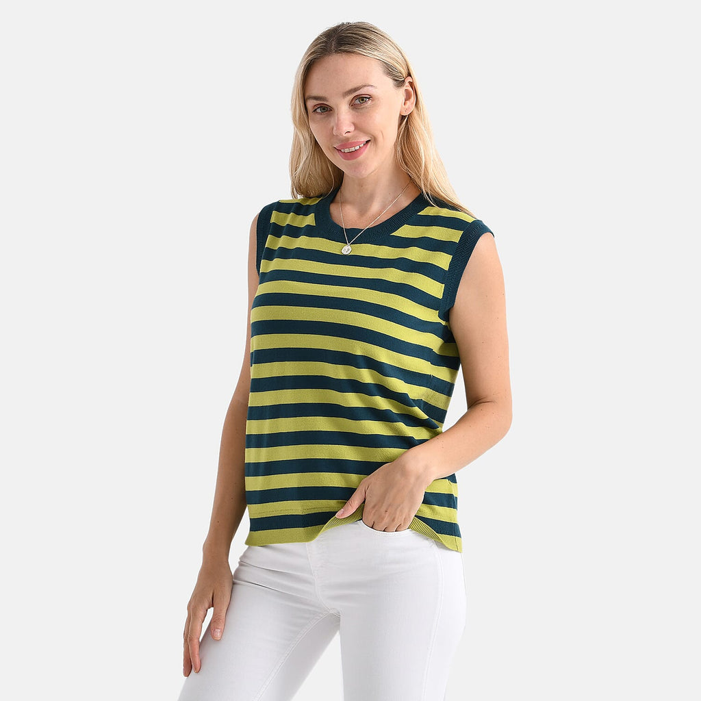 & Maisi Striped Vest (Size - XXL) - Green & Green