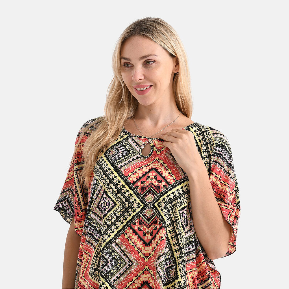 - Maisi - Set of 2 Womens Diamond Pattern - Solid Viscose Round Neck Top (One Size) - Orange