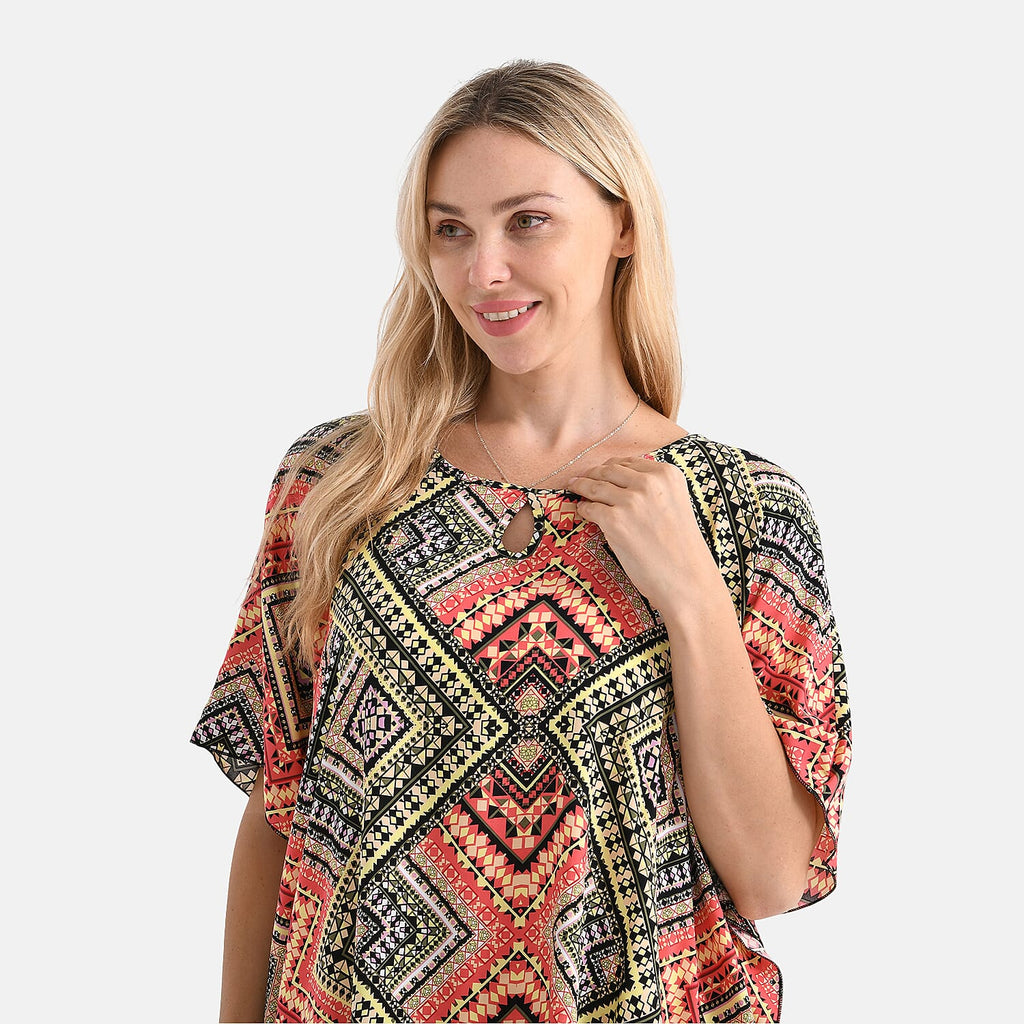 - Maisi - Set of 2 Womens Diamond Pattern - Solid Viscose Round Neck Top (One Size) - Orange