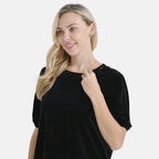 Diamante Collection - - Maisi Velvet Sequined Round-Neck Top  (Size 8-10) - Black