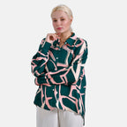 - Maisi Abstract Pattern Relaxed Fit Shirt (Size L-XL) - Green - Pink