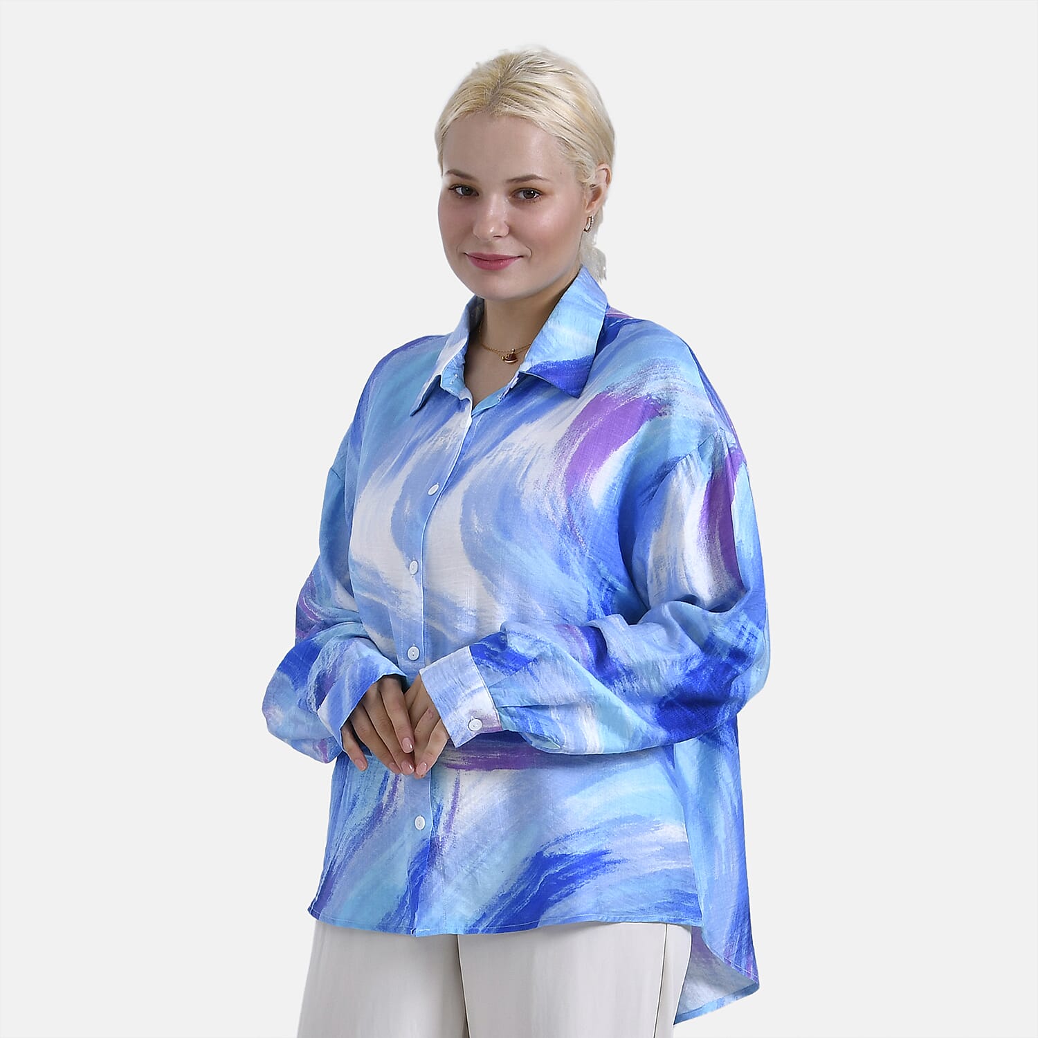 & Maisi Shirt (Size - L-XL) - White & Blue