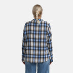 - Maisi Plaid Checkered Pattern Shirt (Size L) - Blue - Brown