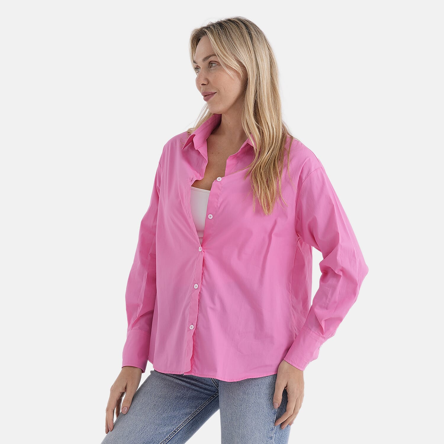 - Maisi 100% Cotton Classic Shirt (Size L, Fit 16 To 18) - Pink