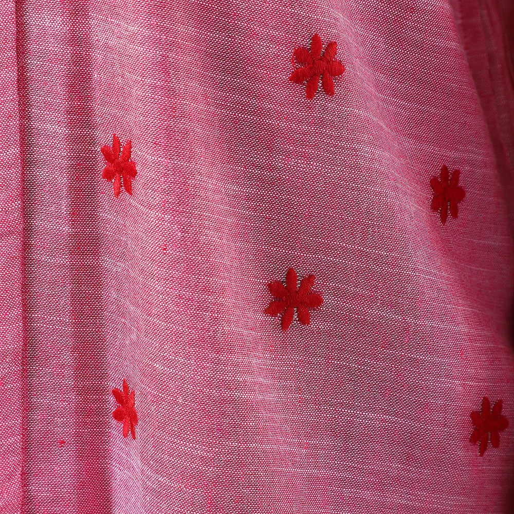 -MAISI Womens 100% Cotton Embroidered Shirt (Size L) - Pink