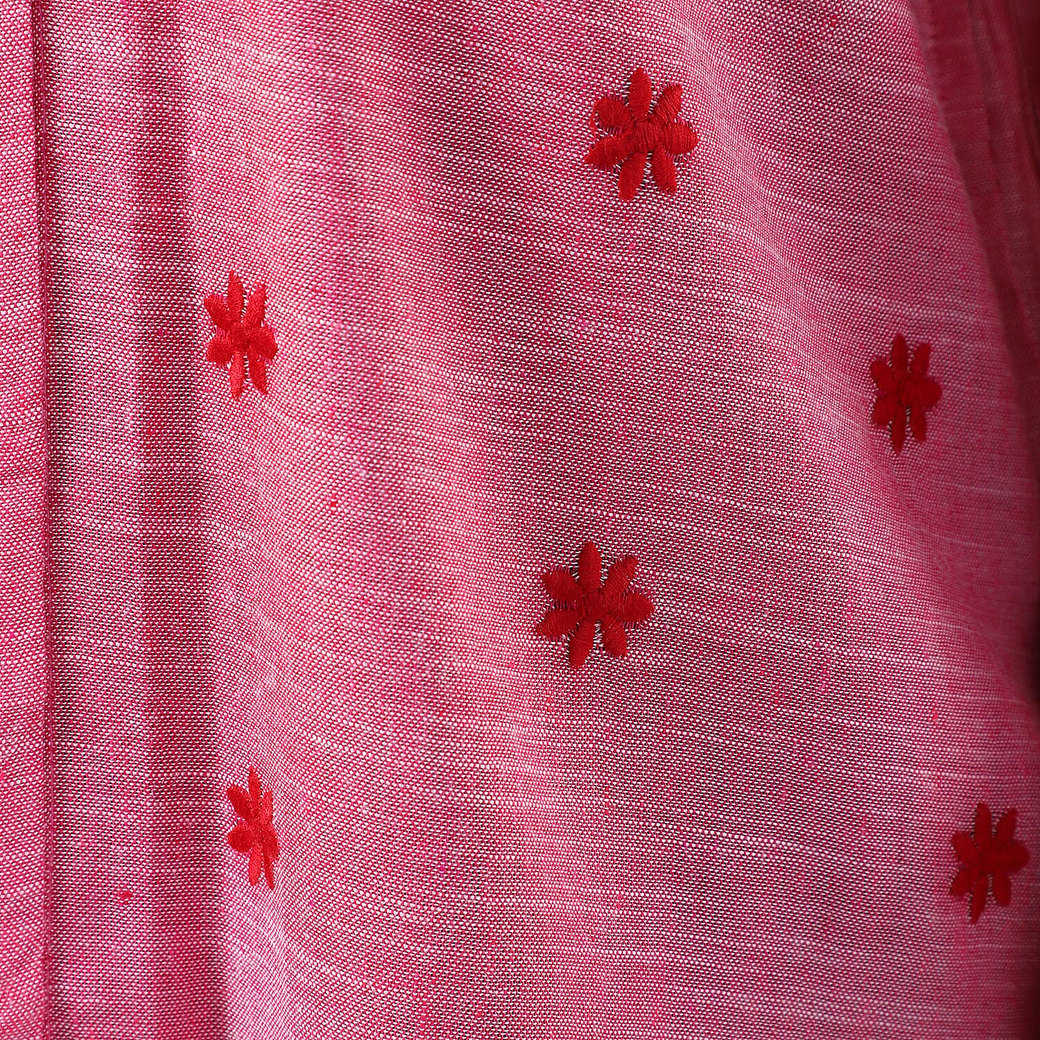 -MAISI Womens 100% Cotton Embroidered Shirt (Size L) - Pink