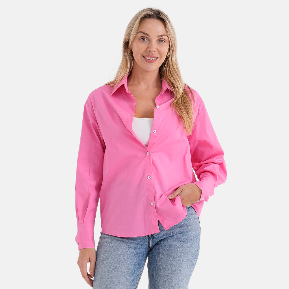 - Maisi 100% Cotton Classic Shirt (Size M, Fit 12 To 14) - Pink