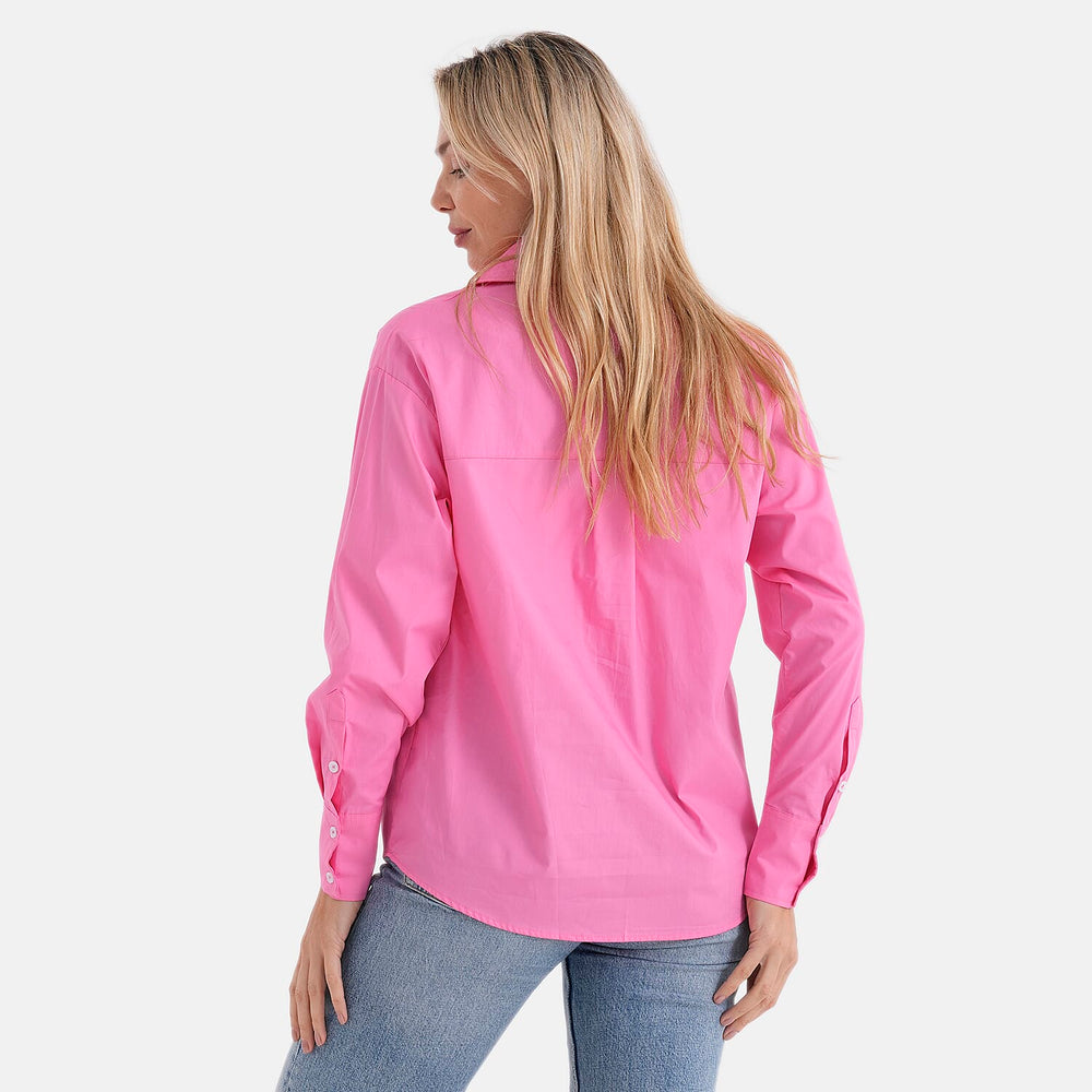 - Maisi 100% Cotton Classic Shirt (Size M, Fit 12 To 14) - Pink