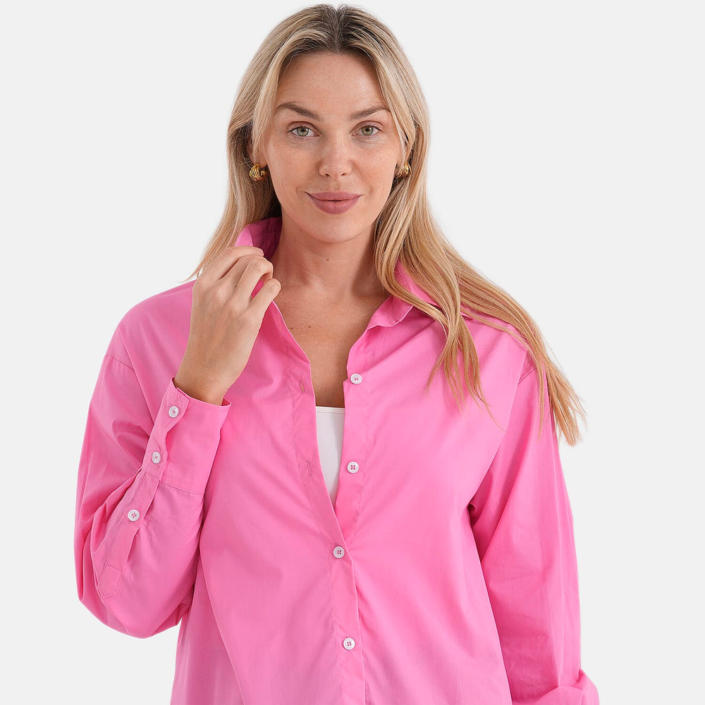 - Maisi 100% Cotton Classic Shirt (Size M, Fit 12 To 14) - Pink