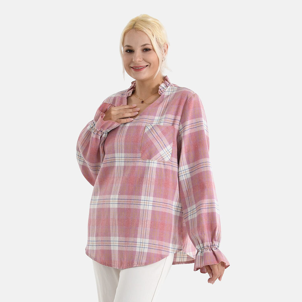 - Maisi Checked Shirt (Size - 12) - Pink