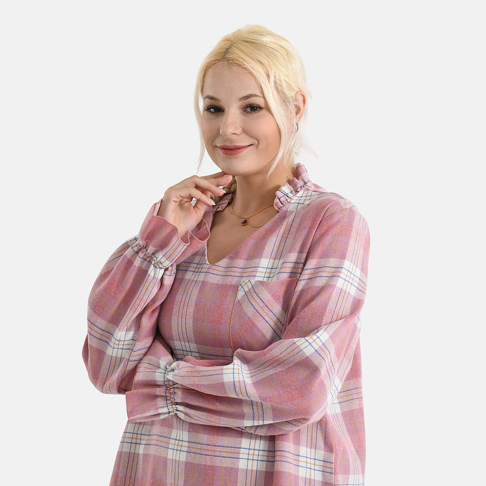 - Maisi Checked Shirt (Size - 12) - Pink
