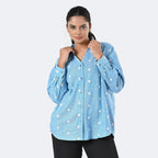 -MAISI Womens 100% Cotton Embroidered Shirt (Size M) - Turquoise