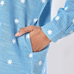 -MAISI Womens 100% Cotton Embroidered Shirt (Size M) - Turquoise