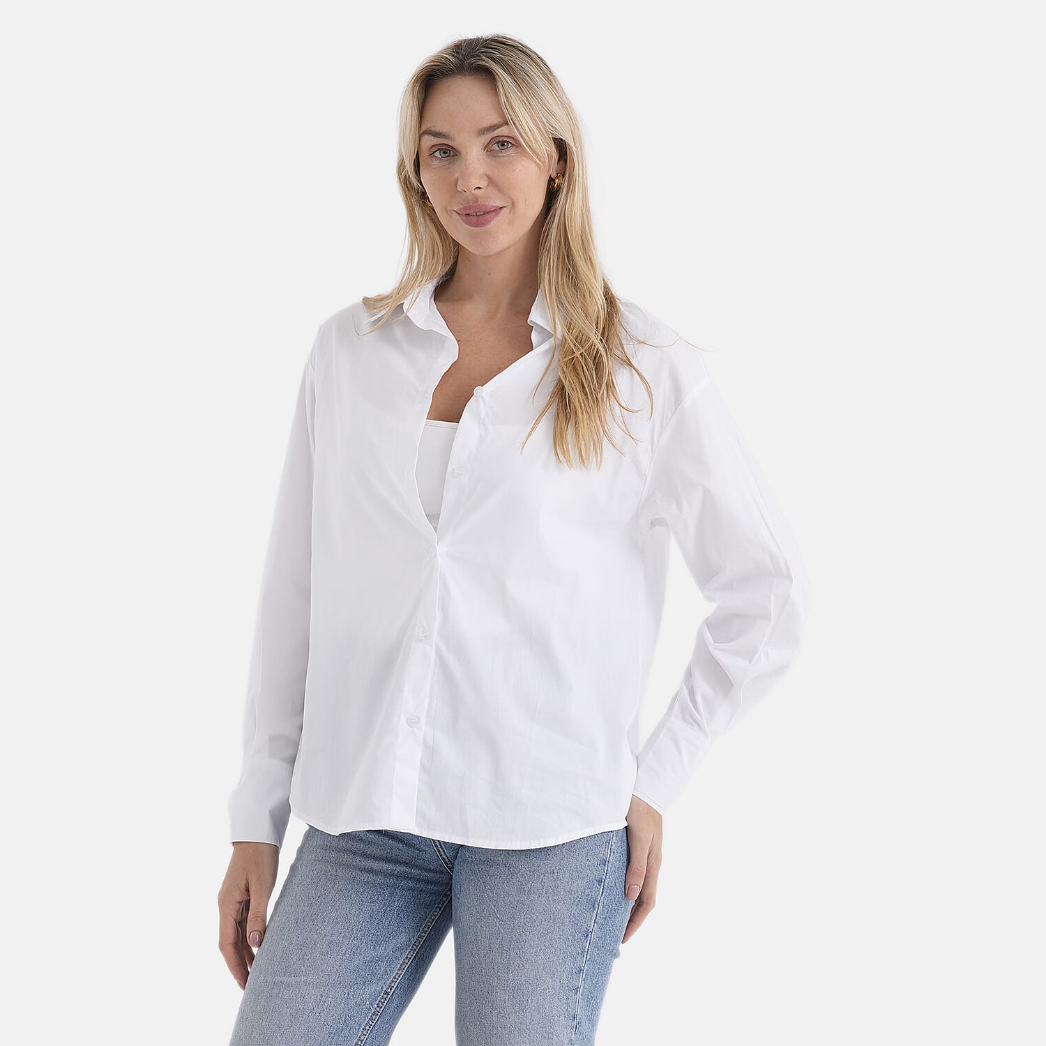 - Maisi 100% Cotton Classic Shirt (Size M, Fit 12 To 14) - White