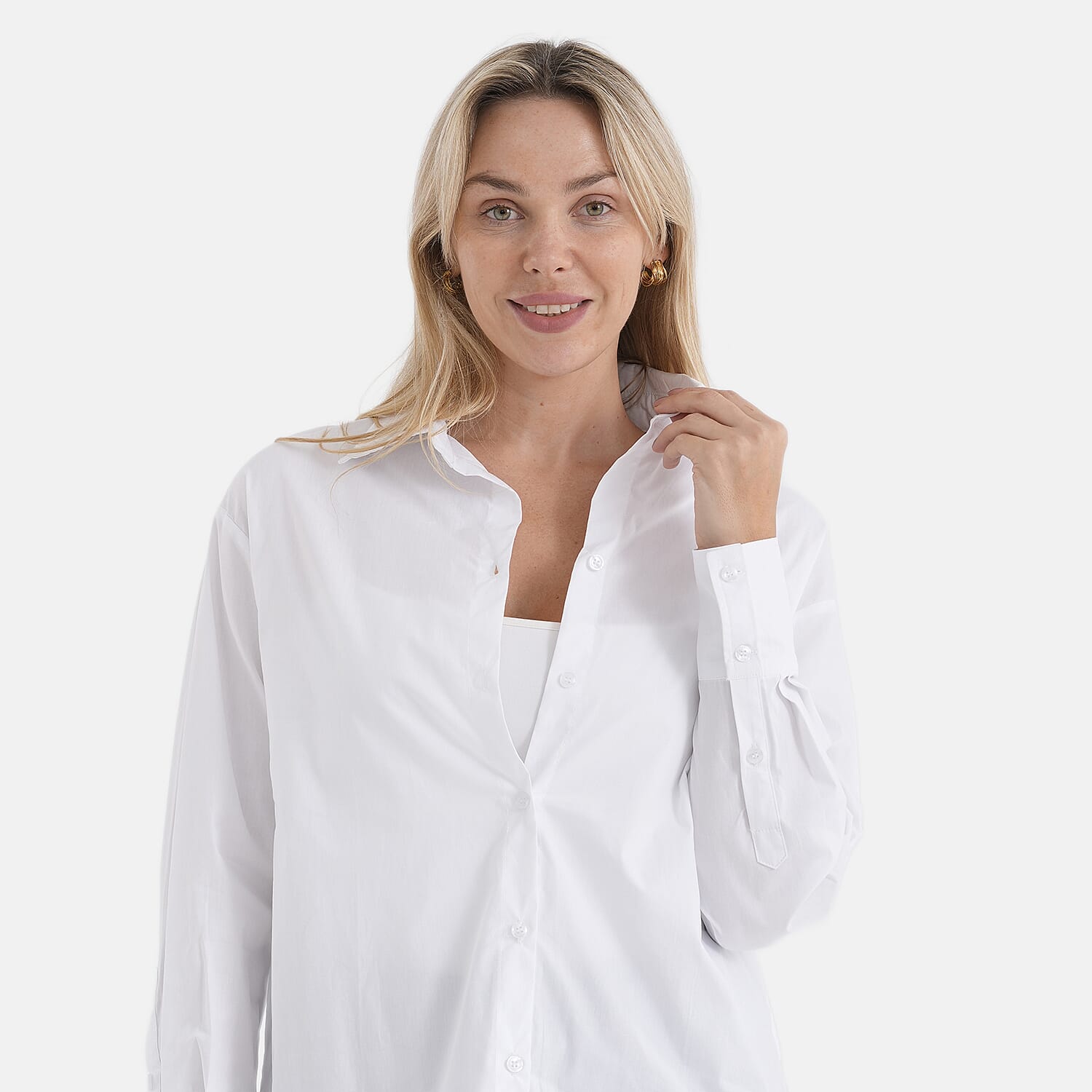 - Maisi 100% Cotton Classic Shirt (Size M, Fit 12 To 14) - White