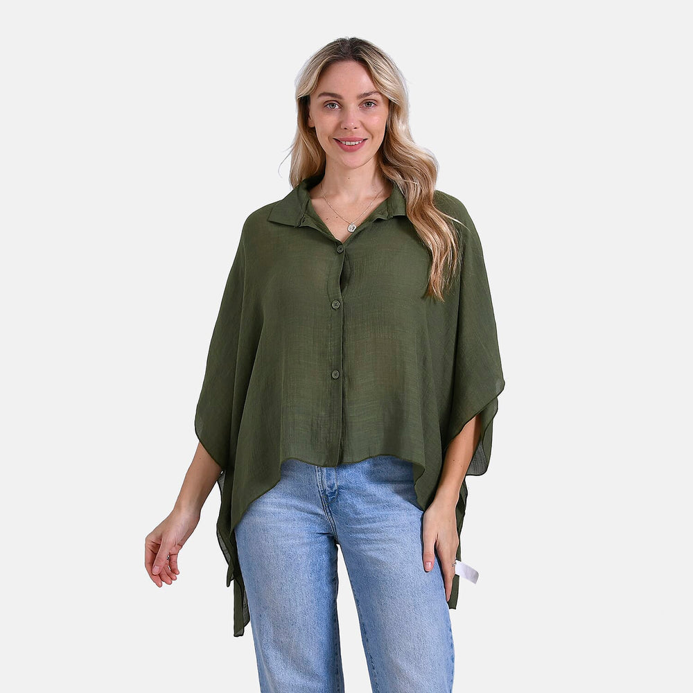 - Maisi Batwing Longline Shirt (One Size) - Green