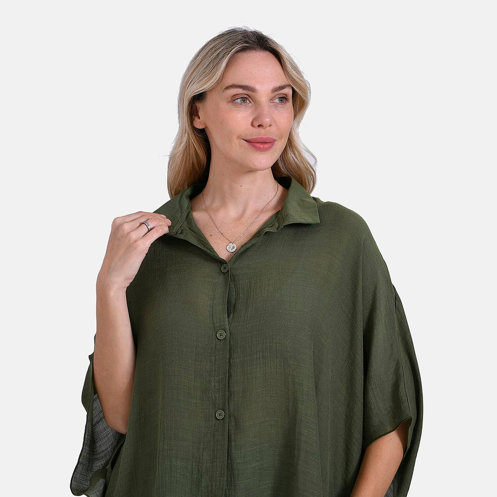 - Maisi Batwing Longline Shirt (One Size) - Green