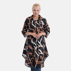 - Maisi Womens Long Half-Sleeved Button-Down Shirt (Size - S-M) - Black - Brown