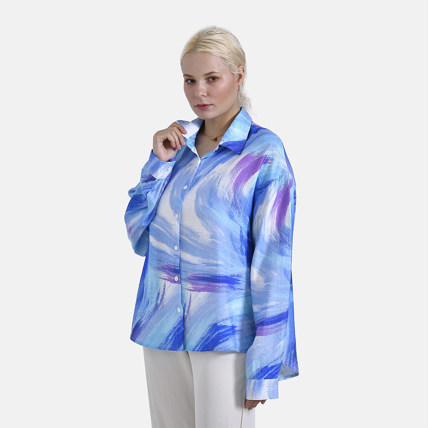 & Maisi Shirt (Size - S-M) - White & Blue