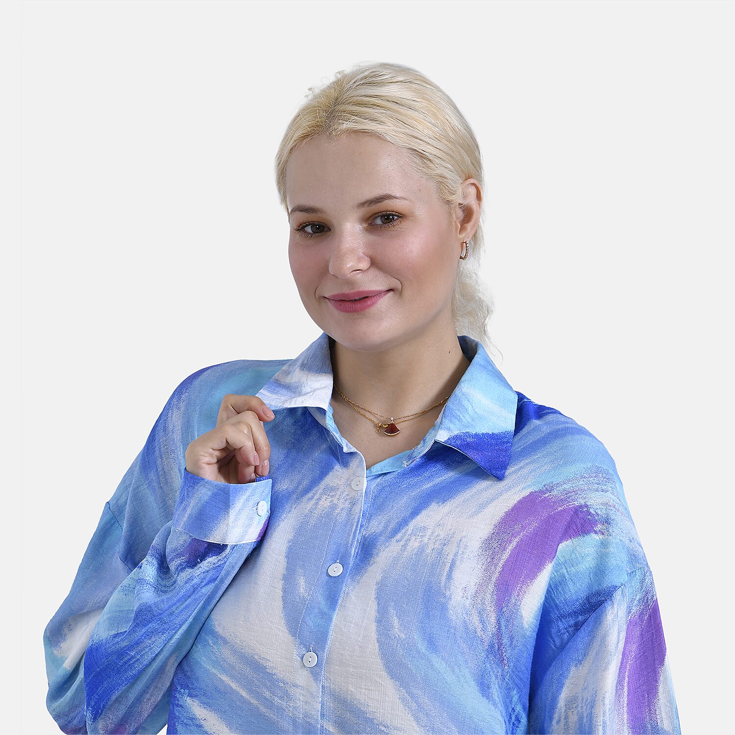& Maisi Shirt (Size - S-M) - White & Blue