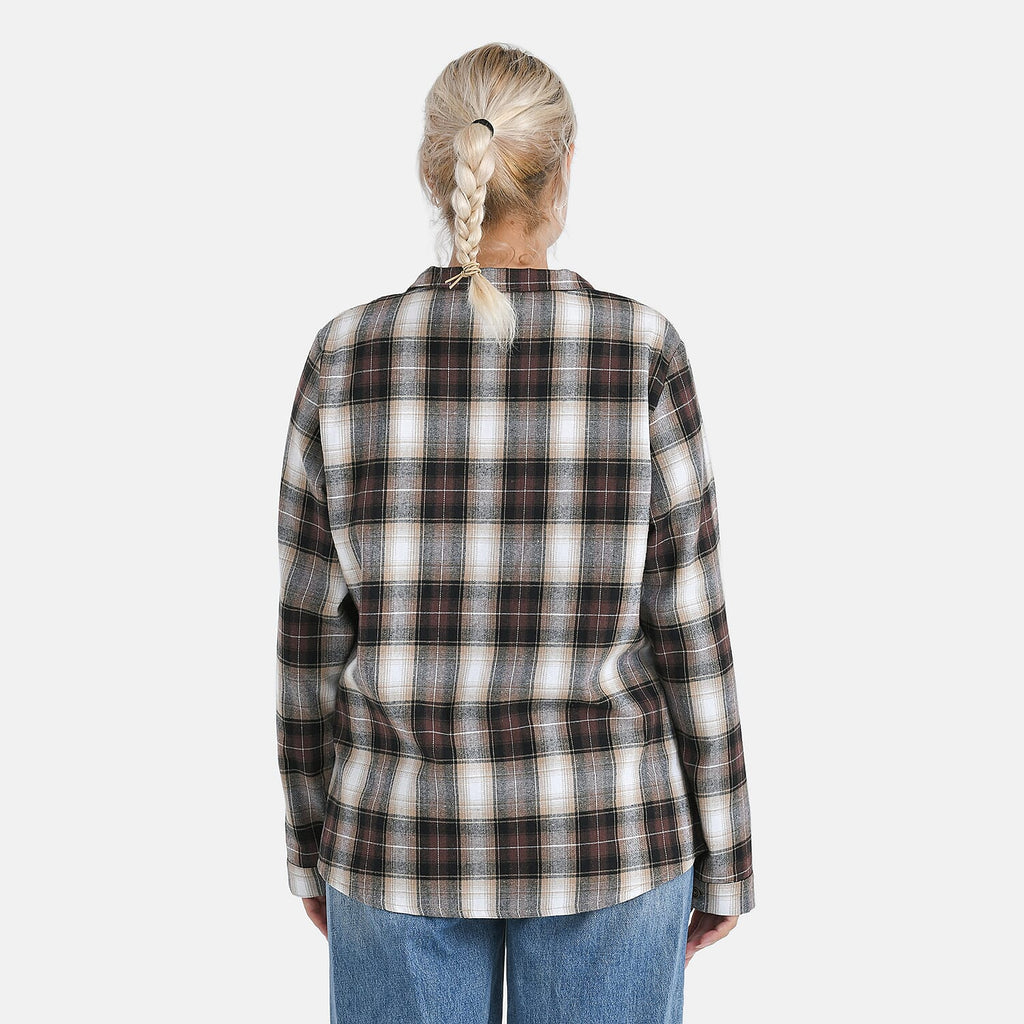 - Maisi Plaid Checkered Pattern Shirt (Size S) - Brown