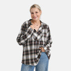 - Maisi Plaid Checkered Pattern Shirt (Size S) - Brown