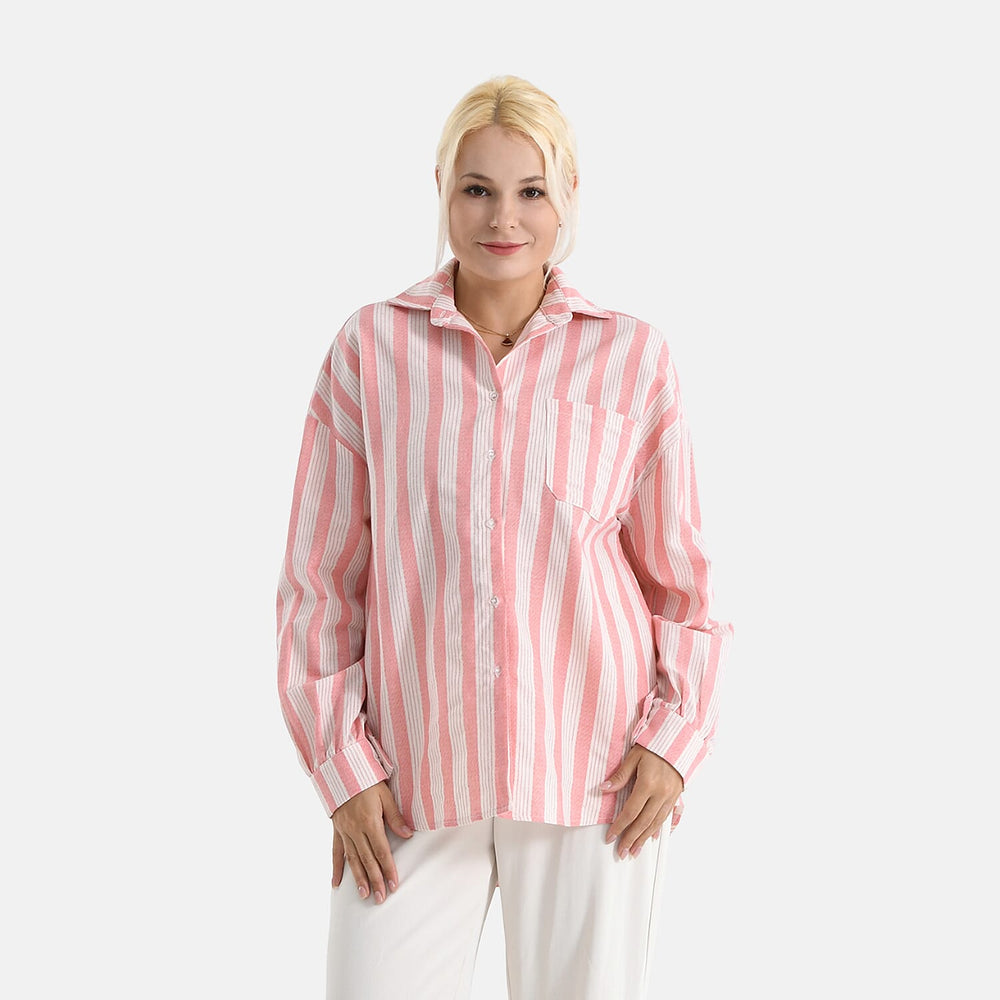 - Maisi Striped Shirt (Size S) - Pink - White