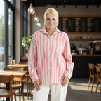 - Maisi Striped Shirt (Size S) - Pink - White