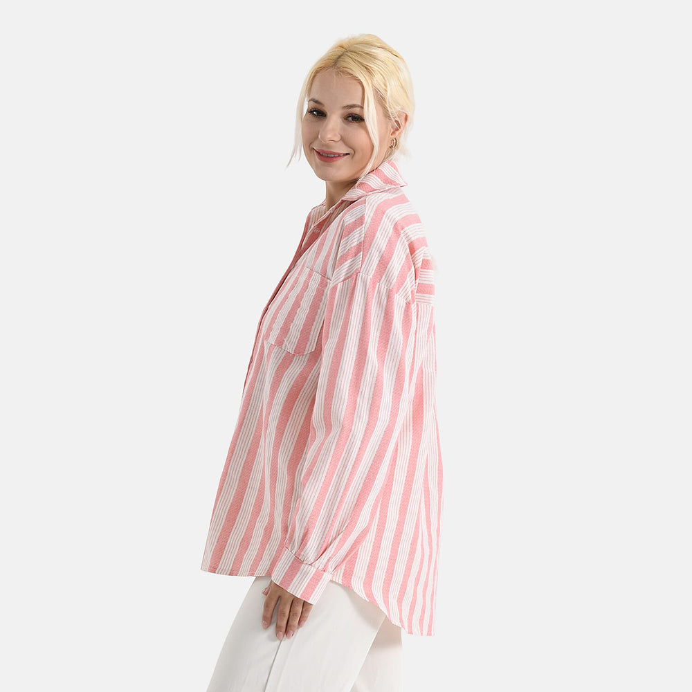 - Maisi Striped Shirt (Size S) - Pink - White