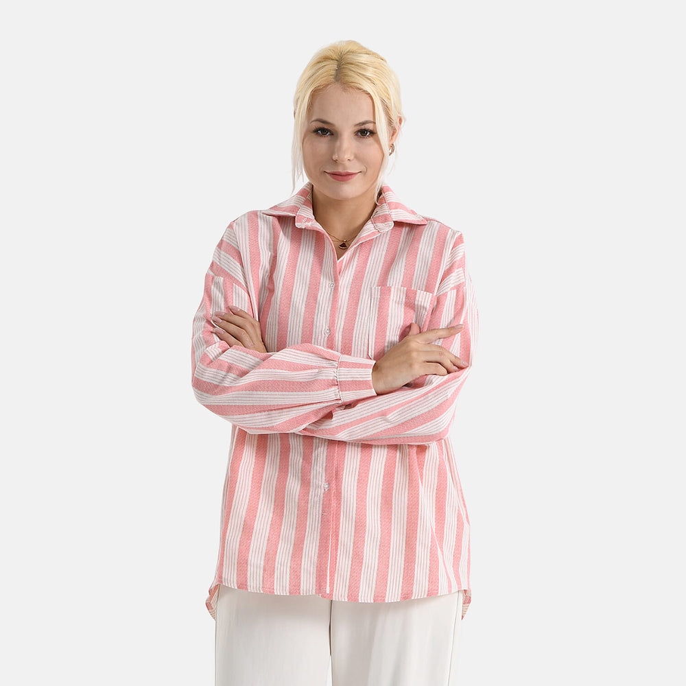 - Maisi Striped Shirt (Size S) - Pink - White