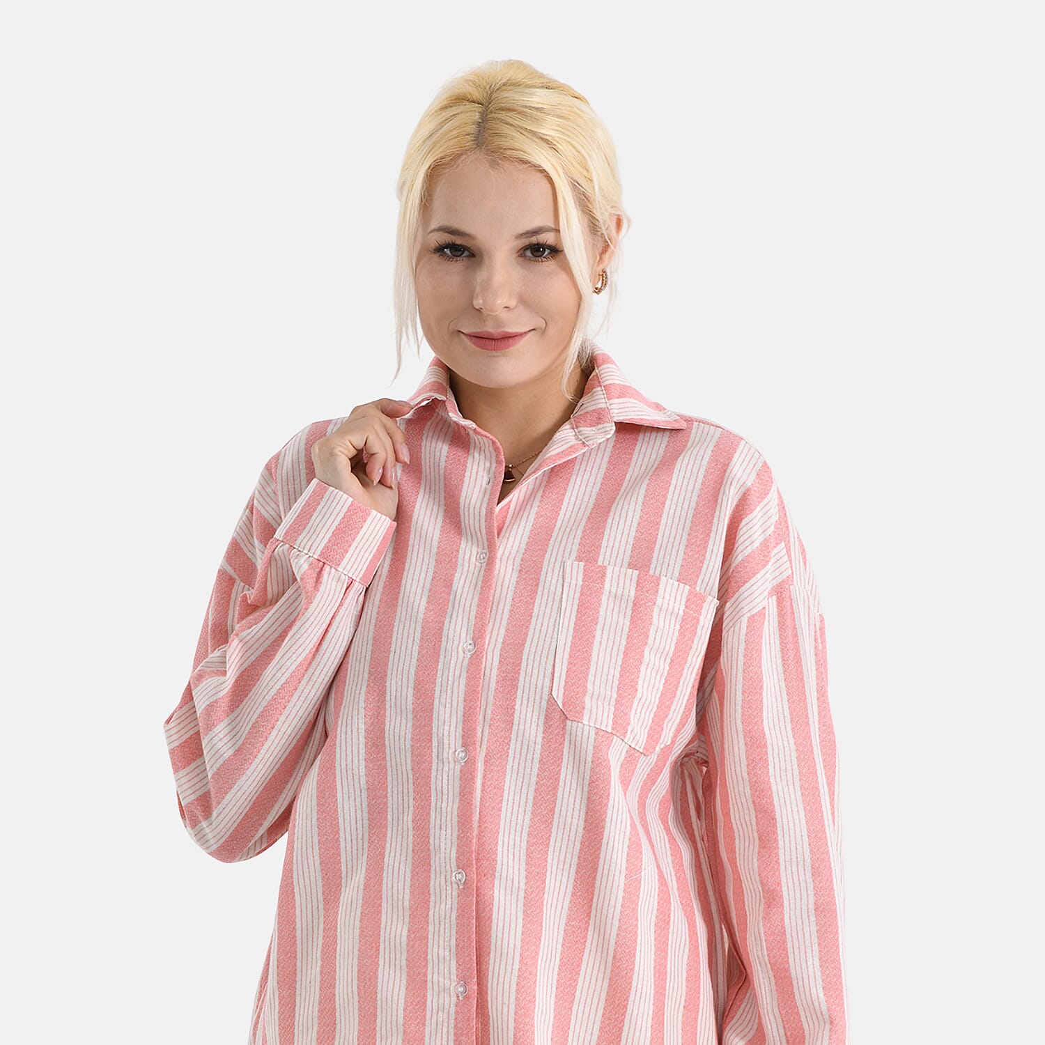 - Maisi Striped Shirt (Size S) - Pink - White