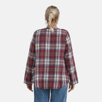 - Maisi Long Sleeve Plaid Checks Pattern Shirt (Size S) - Red