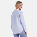 - Maisi Color Block Stripe Casual Shirt ( Size XL) - Blue - Pink